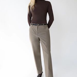 Oak + Fort straight leg suiting trousers - Taupe